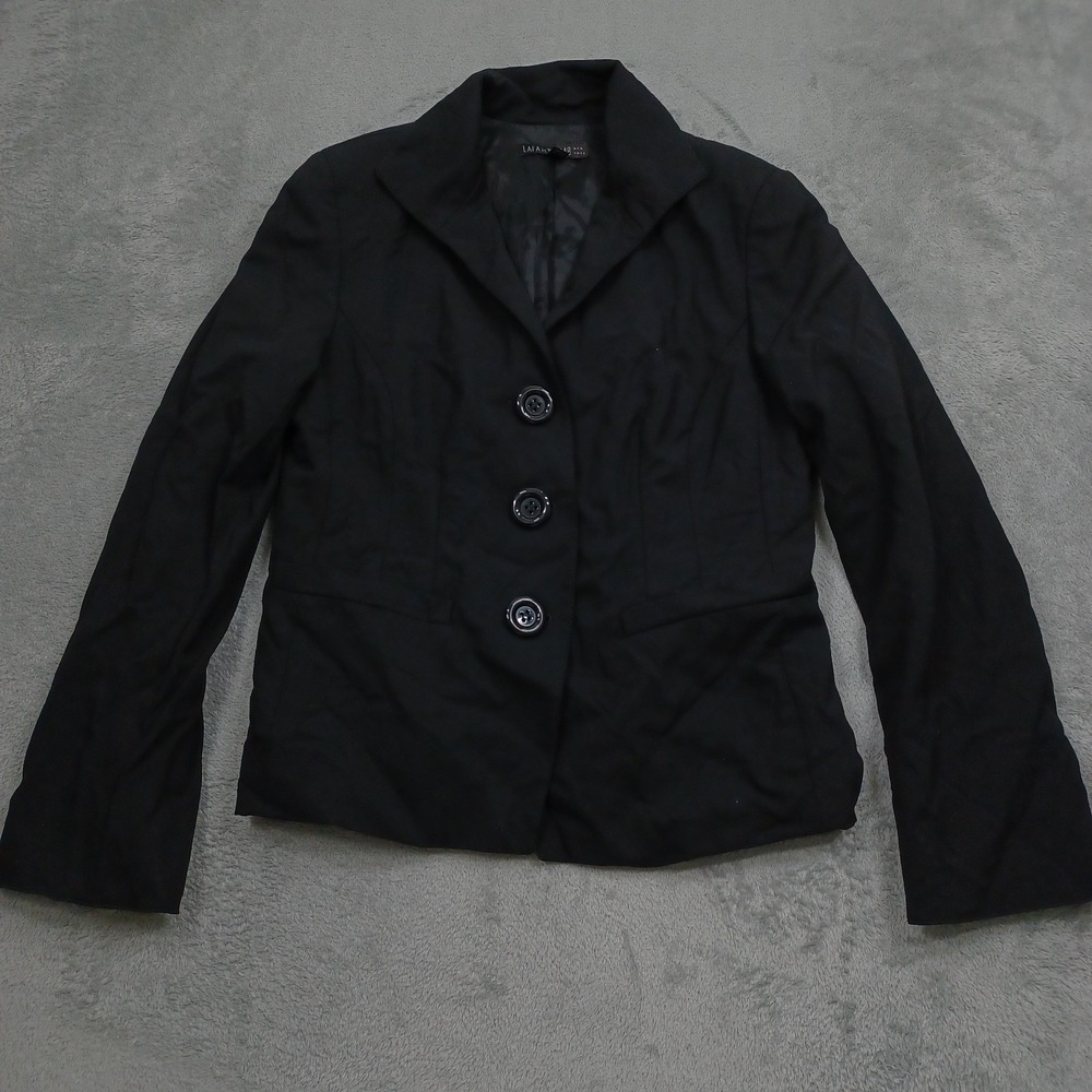 Lafayette 148 New York Blazer Womens 6 Black Wool Preppy Professional Business
